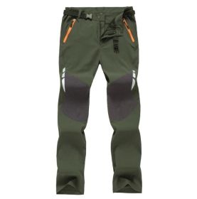 Softshell Pants, Water Repellant Outdoor Apparel (Color: Green, size: S)