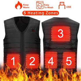 Heat Jacket Vest 3 Heating Gear Adjustable USB Heated Vest Warm Heat Coat Vest w/ 5 Heating Pads For Men Women Winter Outdoor Activity (size: 2XL)